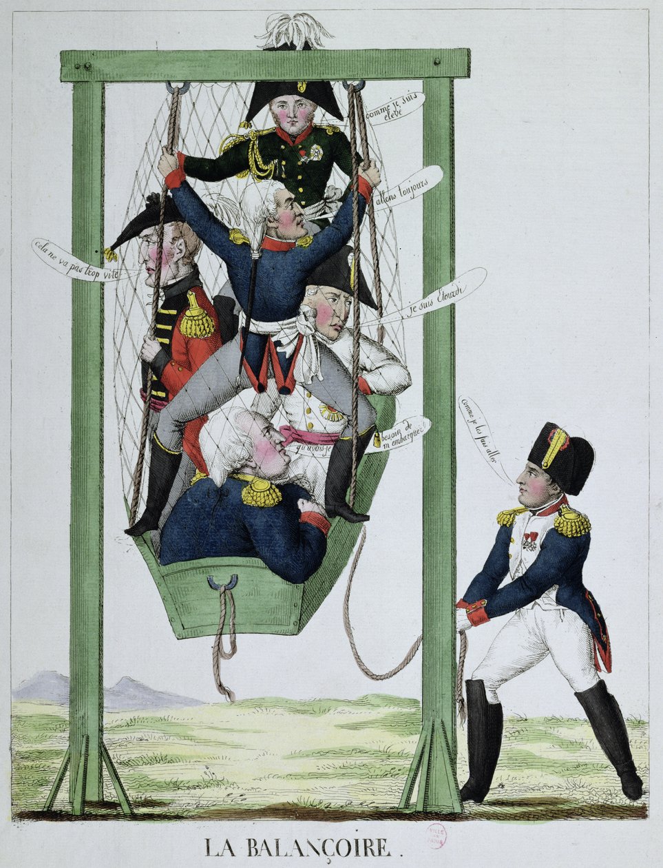 Gyngen, karikatur af Napoleon (1769-1821), ca. 1814 af French School