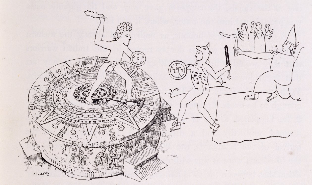 Temalacati, eller Gladiatorial Stone, fra Codex Ramirez, fra 