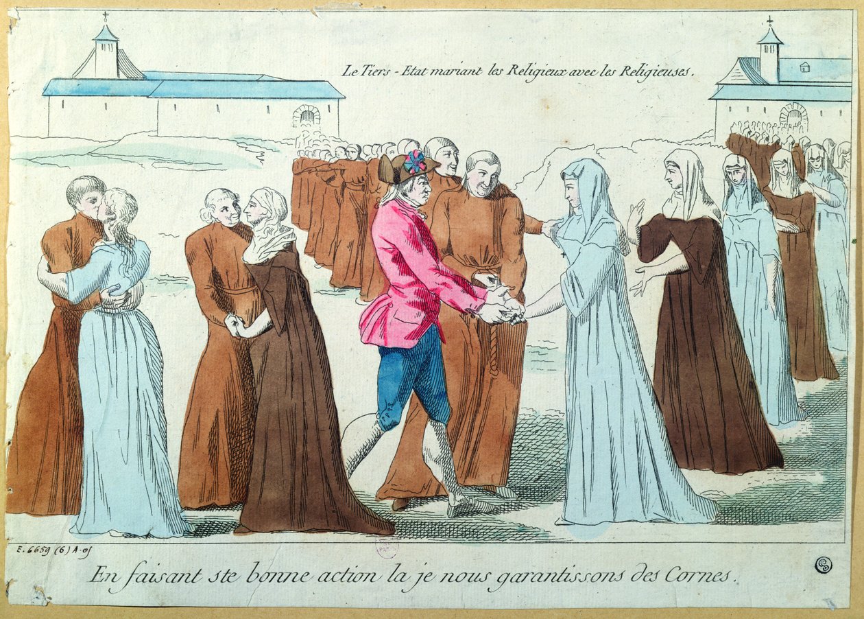 Tredjestanden giftede munke med nonner, ca. 1792 af French School