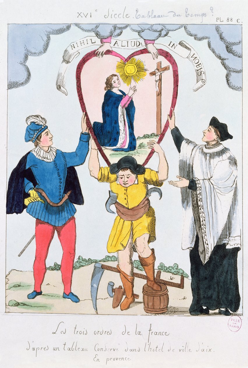 De tre ordener i Frankrig, 1789 (farvestik) af French School