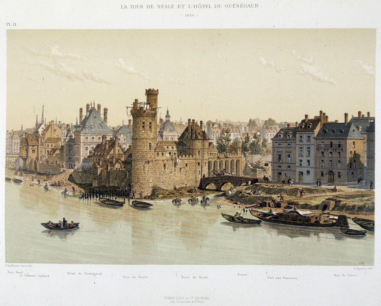 Tårnet i Nesles og Hotel de Guenegaud i 1650 - i "Paris a travers les ages", slutningen af det 19. århundrede af French School