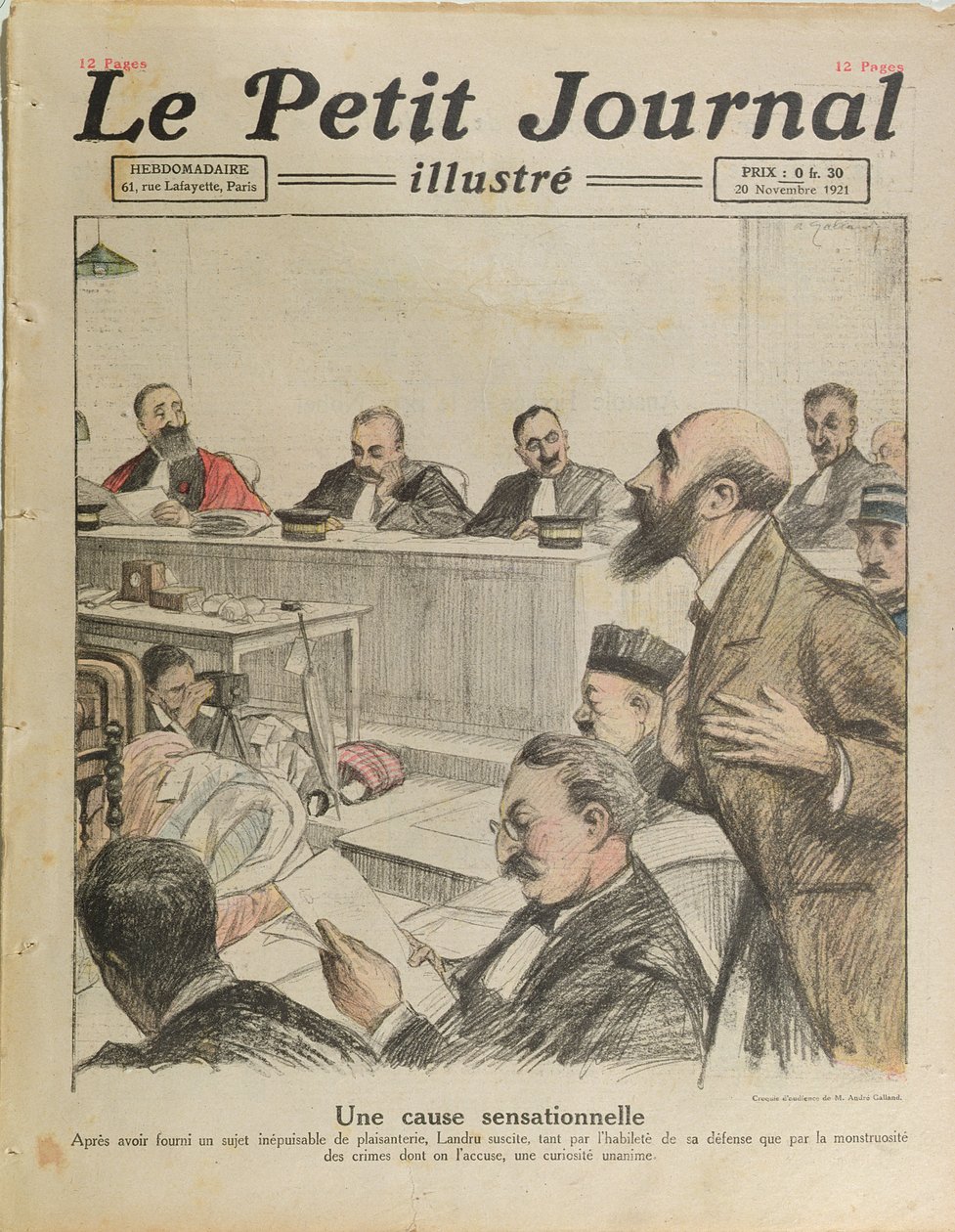 Retssagen mod Henri Desire Landru (1869-1922) fra Le Petit Journal, 20. november 1921 af French School