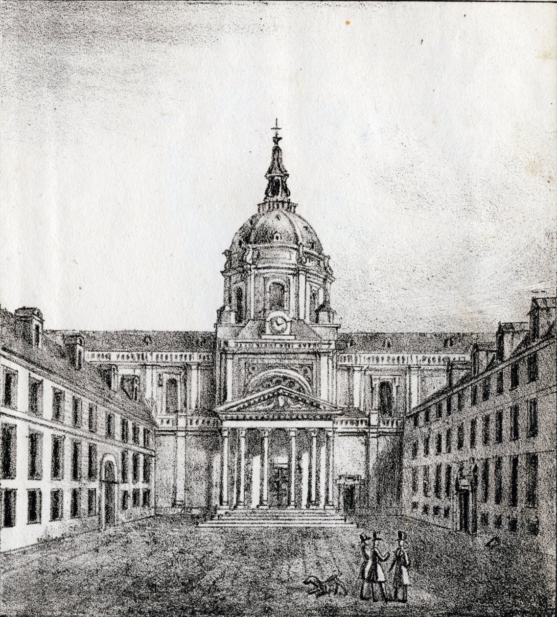 Sorbonne-universitetet - "Alphabet Picturesque des Monumens de Paris" ca. 1840 (kobberstik) af French School