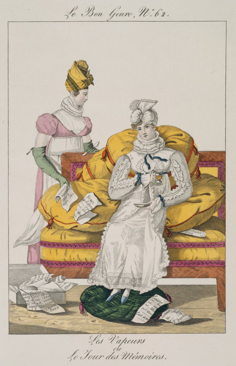 The Vapors or The Accounts Day, plade 62 fra Le Bon Genre, 1813 af French School