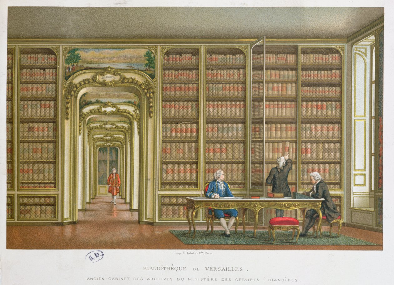 Vergennes-biblioteket i Chateau de Versailles af French School