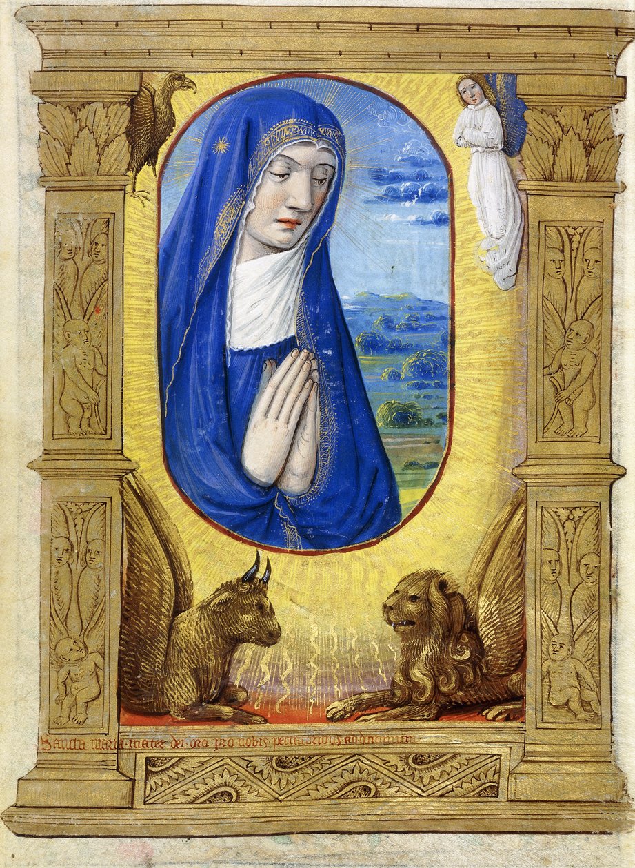 The Virgin Praying, ca. 1500 (maling og blæk på vellum) af French School