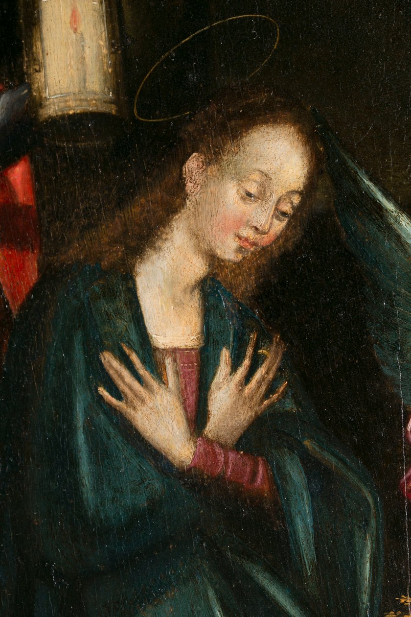 Jomfruen, detalje af fødselaren. Triptykon af Aubery af French School