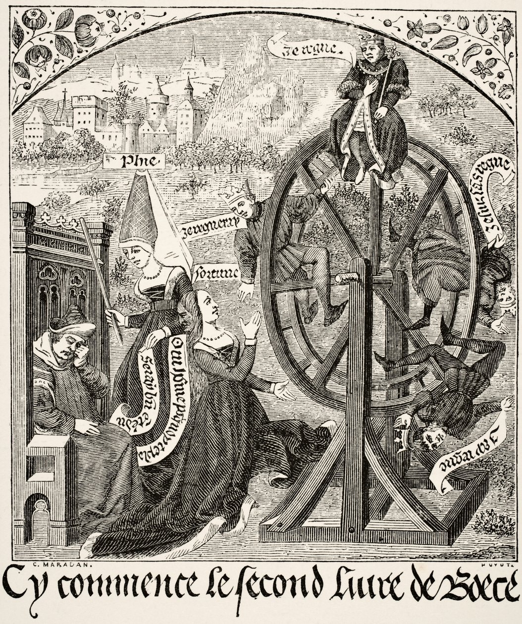 Lykkehjulet, fra videnskab og litteratur i middelalderen af Paul Lacroix (1806-84) udgivet London 1878 af French School