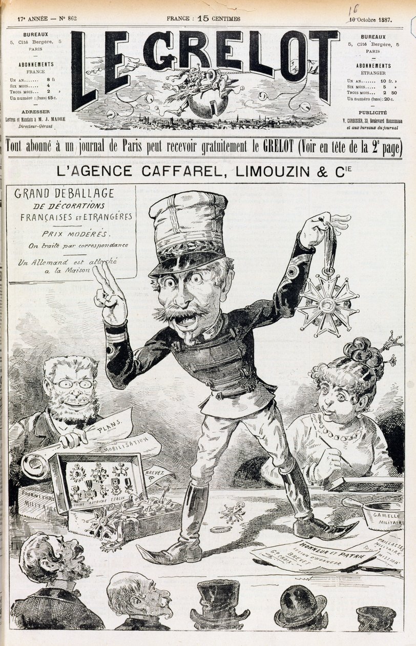 The Wilson Affair, forside af Le Grelot, 16. oktober 1887 af French School