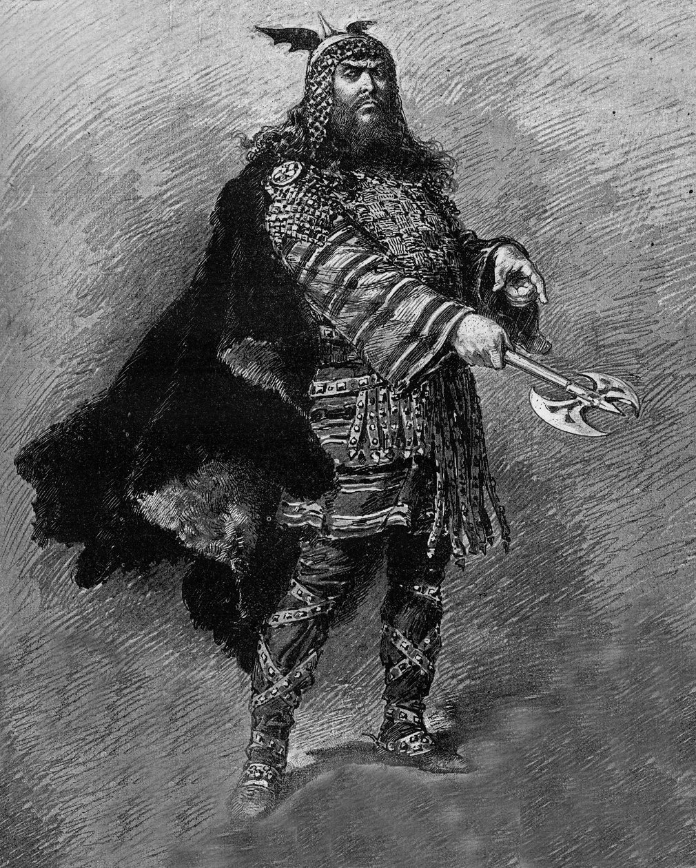 Skuespilleren Dumaine i rollen som "" Attila", et drama i fire akter og vers, af Etienne Charles Henri, Viscount de Bornier (1825-1901), repræsenteret på theatre de l