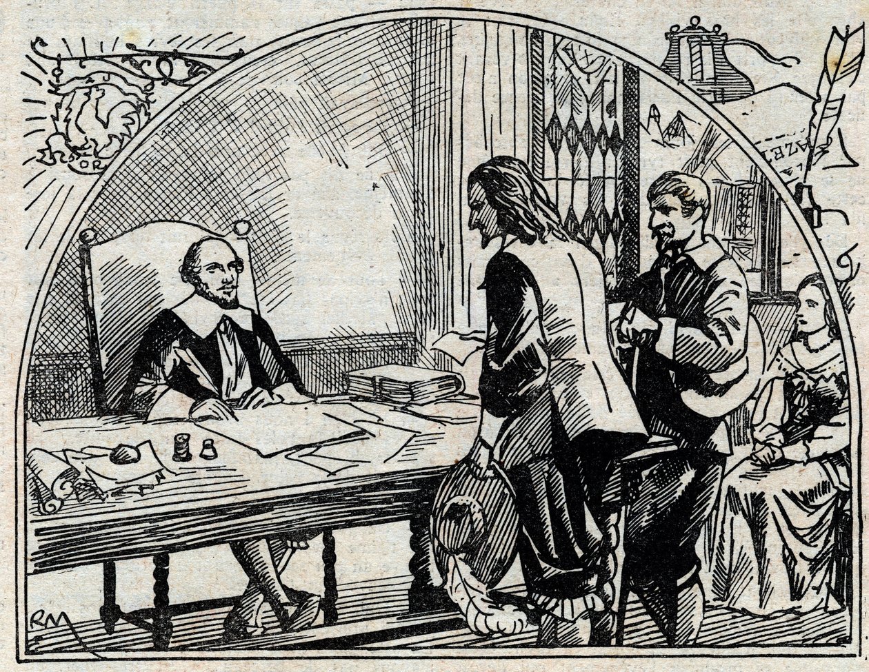 Adressekontoret for Theophraste Renaudot (1586-1653), fransk læge og journalist, grundlægger af Gazette de France. Anonym gravering fra 1930. af French School