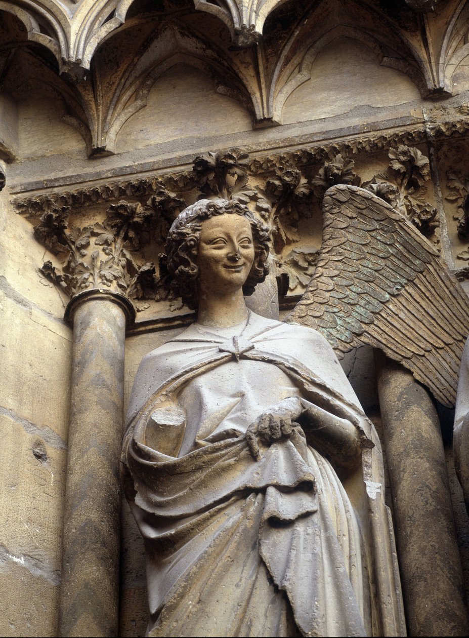 Engelen med smilet fra Cathedrale de Reims af French School