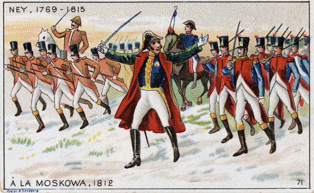 De væbnede af Napoleon og general Michel Ney (1769-1815) (Marechal Ney) klar til at vinde slaget ved Moskova (også slaget ved Borodino) i Rusland af French School