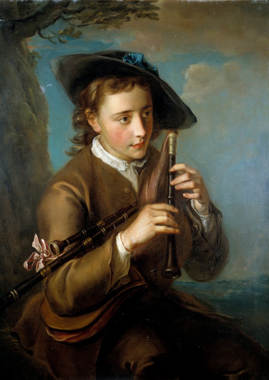 Sækkepibespilleren Painting of the French School. 1700-tallet af French School