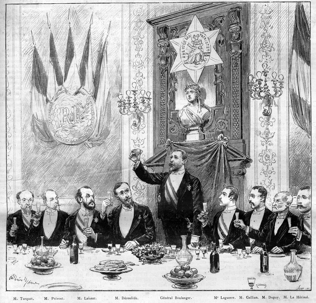 Banketten tilbudt af League of Patriotes til General Boulanger den 25. november af French School