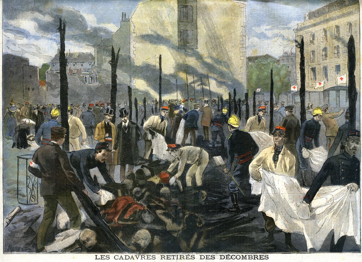 Afbrændingen af basaren i Charité, ligene fjernet fra murbrokkerne af redningsfolkene af French School