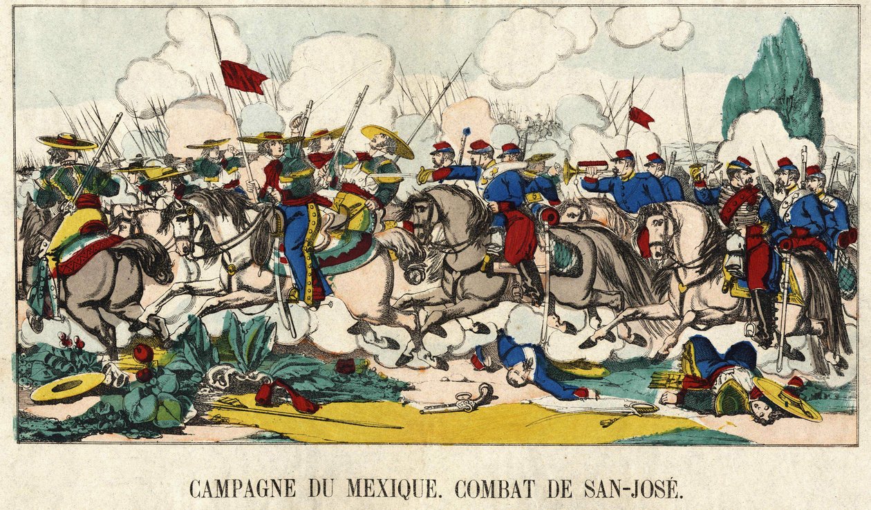 Kaptajnen af Foucauld i slaget ved San Jose (San Jose) under den mexicanske kampagne (1862-1867), epinal billede 1800-tallet af French School