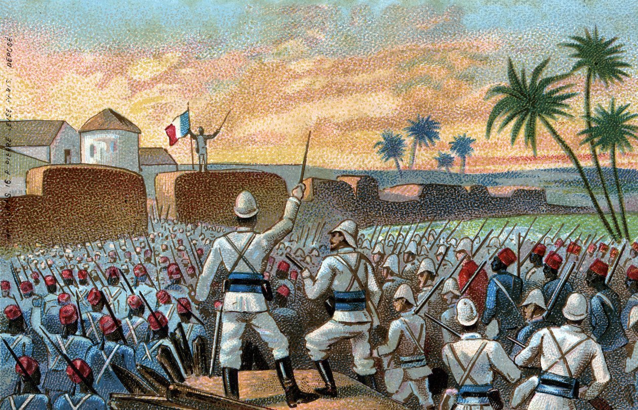 Erobringen af Abomey, tidligere hovedstad i Behanzin (Benin i dag) af den franske ekspeditionsstyrke bestilt af general Alfred Amedee Dodds (17. november af French School