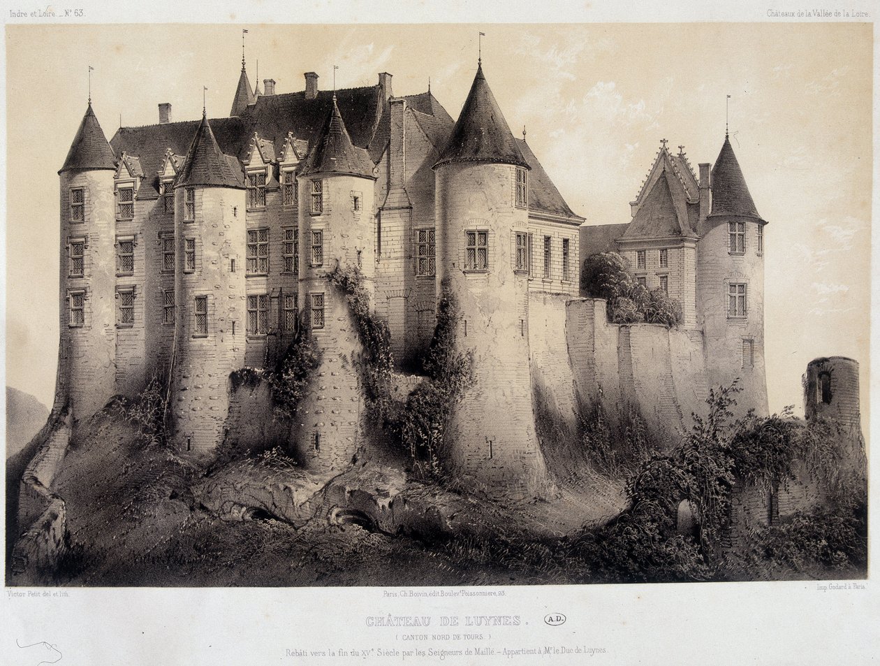 Slottet Luynes - Litografi af French School