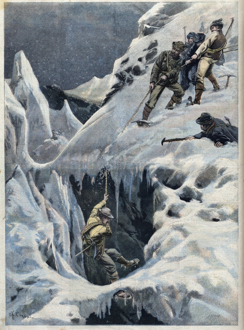 Katastrofen på Mont Blanc (Mont Blanc): rejsendes og deres guiders død under deres ekspedition i "Le Petit Parisien" af French School