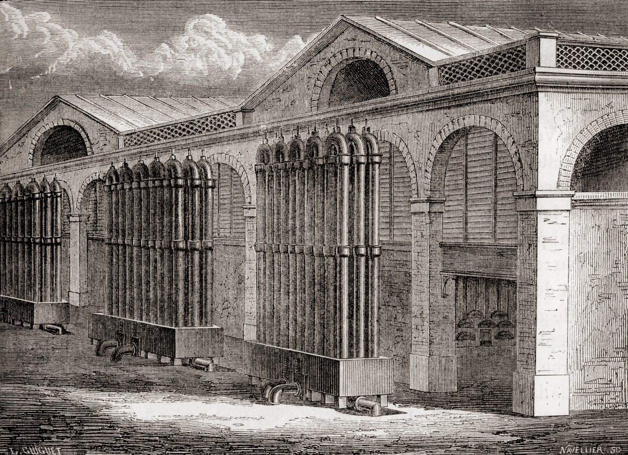 Kulgaskondensatoranlægget i La Villette, Paris, Frankrig i det 19. århundrede, fra 