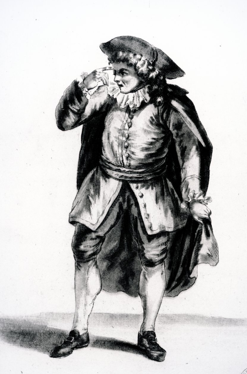 Arnolphes kostume fra The School for Wives af Moliere af French School