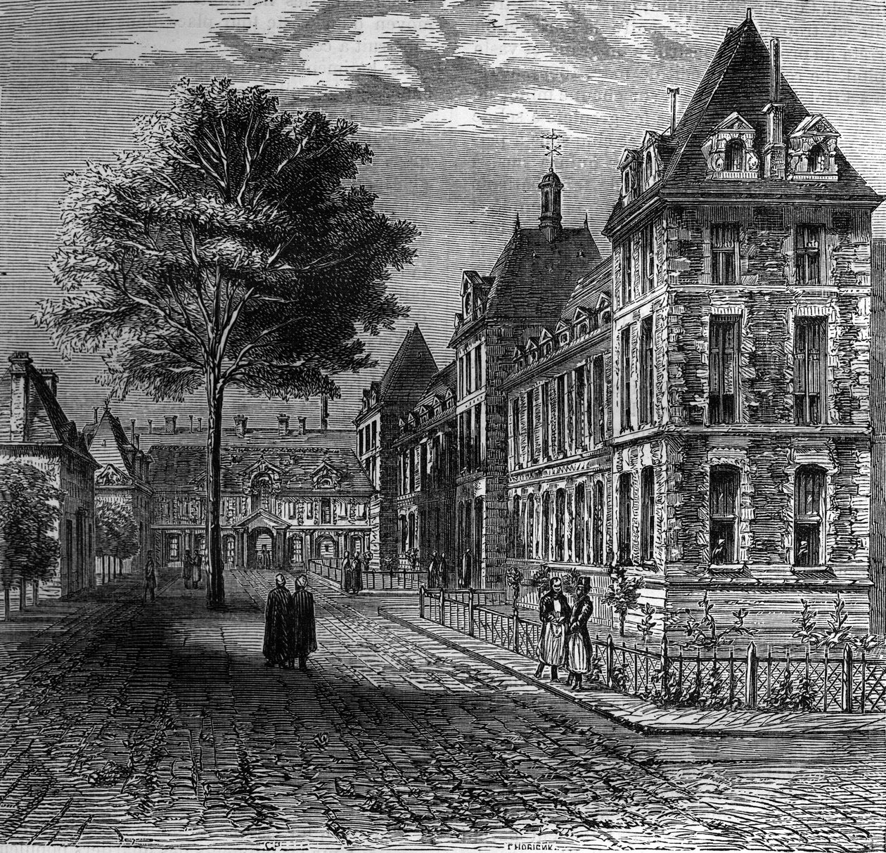 Retten til Saint Louis Hospital i Paris i slutningen af det 16. århundrede. af French School