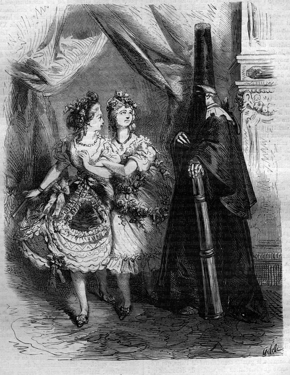 Døtrene af "harem" af kongen af Frankrig Ludvig XV sagde Bien-Aimž (1710-1774). Indgravering i "Histoire des Papes-Rois-Queen and Empereurs a travers les centuries"" af Maurice Lachatre af French School