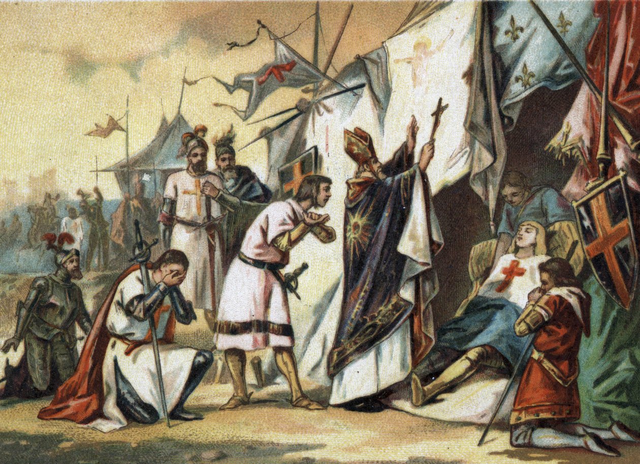 Saint Louis (Louis IX) (1214/1215-1270) død i Tunis. Kromolitografi i slutningen af det 19. århundrede af French School