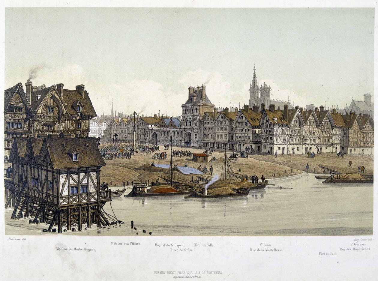 Bydelen af Hotel de Ville de Paris i 1583 - i "Paris gennem tiderne: templet og rue Royale", slutningen af det 19. århundrede af French School