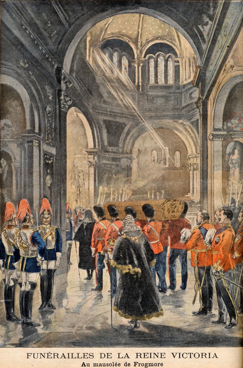 Begravelsen af dronning Victoria af England ved Mausolee of Frogmore i Windsor den 2. februar af French School