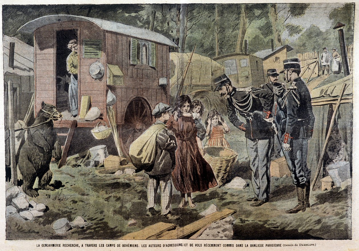 Gendarmeriet søger gennem sigøjnerlejrene gerningsmændene til de seneste angreb og røverier begået i den parisiske forstad - i "" Pelerin"" af 21/04/1907. af French School