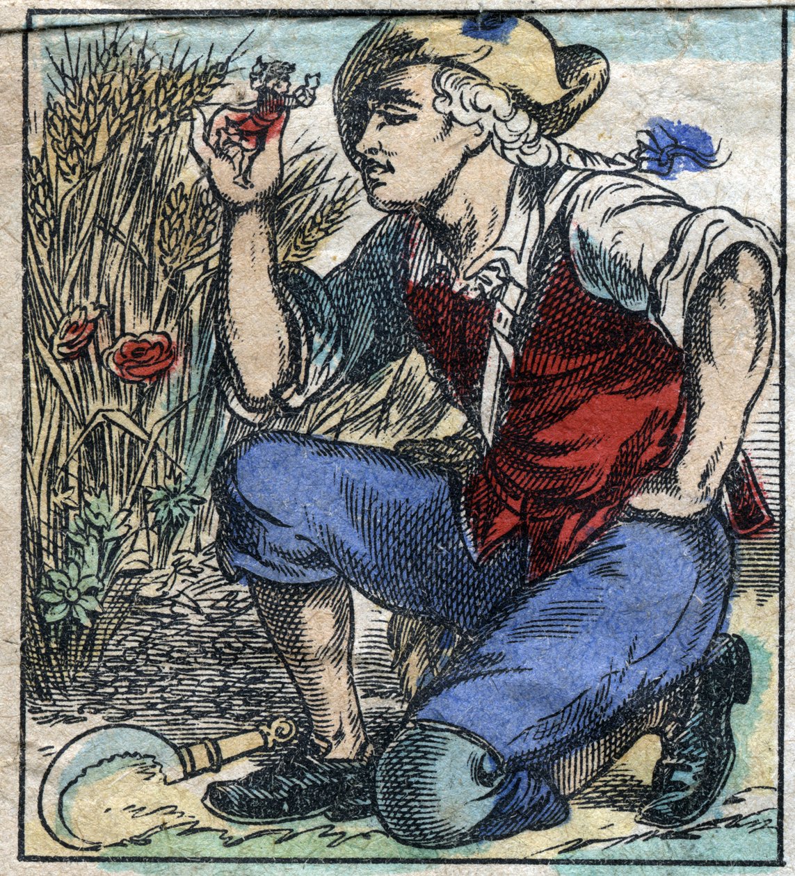 Den gigantiske pløjer fra Brobdingnag greb Lemuel Gulliver. Illustration til "" Gulliver