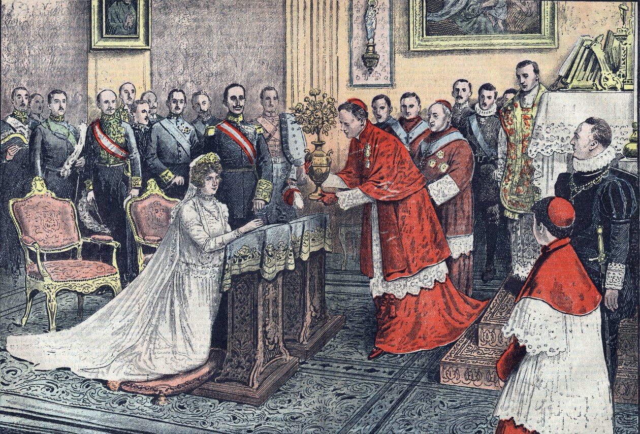 Den gyldne rose tilbydes til Spaniens dronning fra Monsignor Tedeschini af French School
