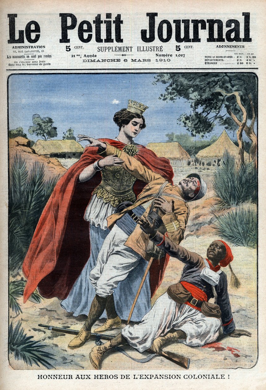 Kolonialismens helte (i Nordafrika) hædres allegorisk gravering "Le Petit Journal", 6. marts 1910 (gravering) af French School