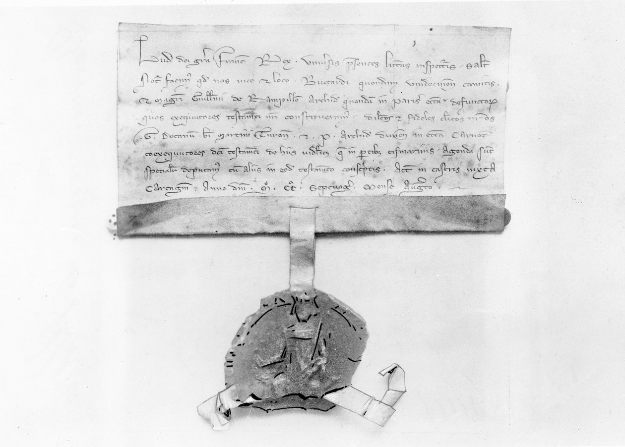 Den sidste kodicil af Ludvig IX, skrevet august 1270 (pergament) af French School