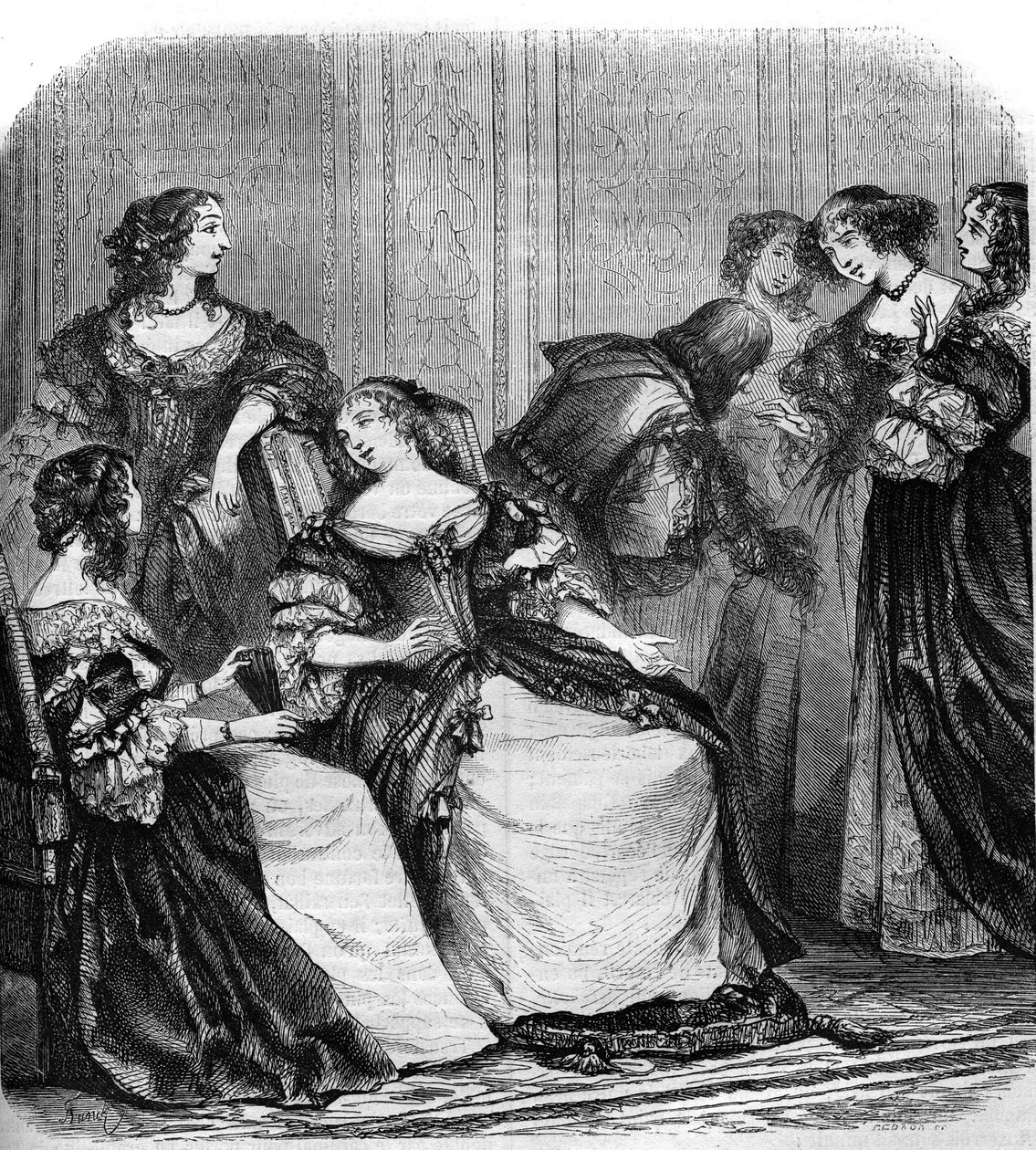Marquise de Rambouillets litterære salon inspirerede Moliere til at skrive "Les precieux ridiculous". Omkring Marquise (nee Catherine de Vivonne af French School
