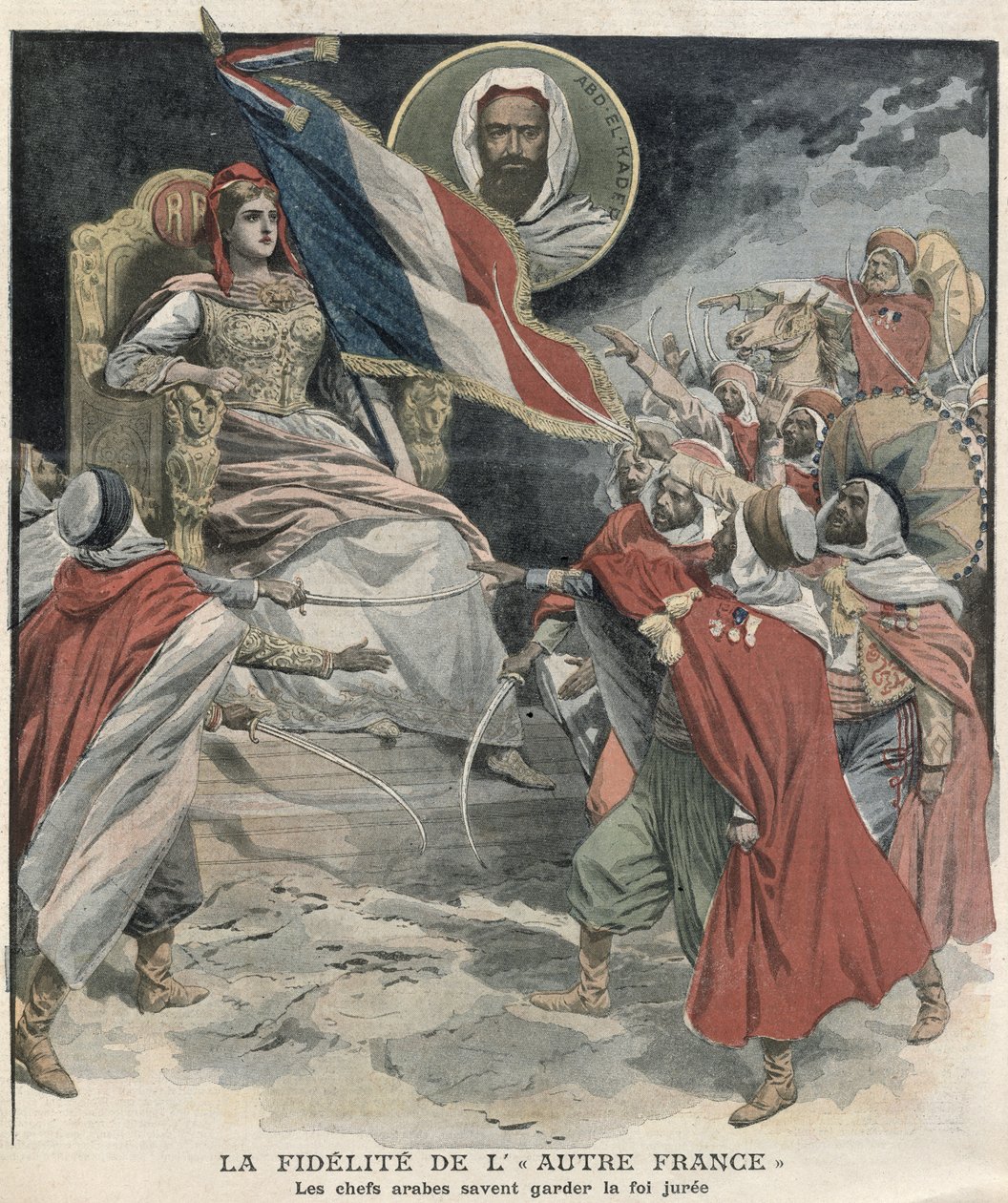 Algeriske arabiske høvdinges loyalitet over for Frankrig, forside af le Petit Journal, 15. december 1907 af French School