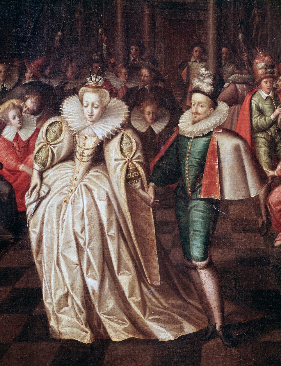 Ægteparret, Duc de Joyeuse og Margaret af Lorraine, detalje af bal givet den 24. september af French School