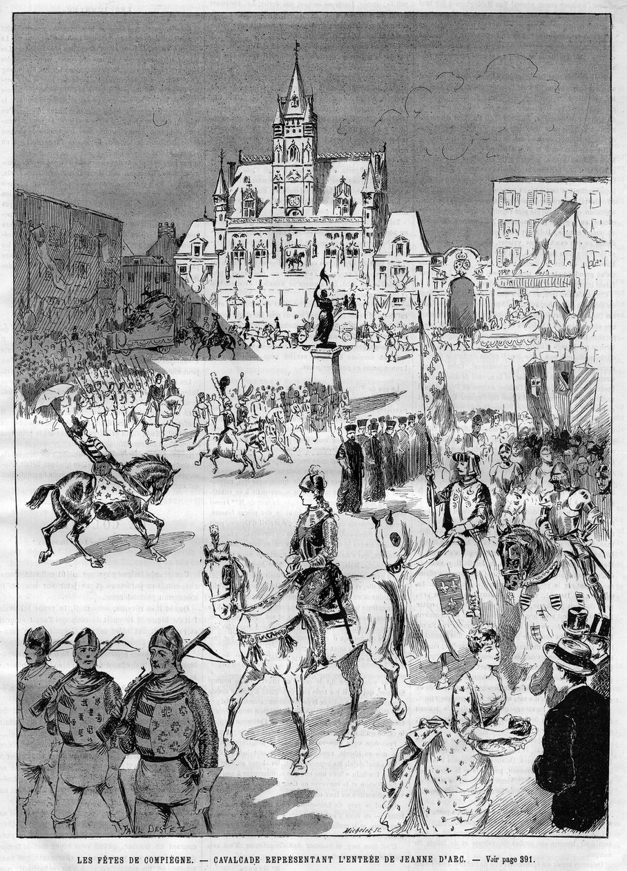 Middelalderfesterne i Compiegne i 1886: kavalkade, der repræsenterer indgangen til Jeanne d