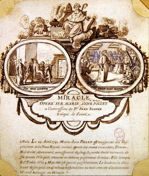 Marie-Anne Pollets mirakel, ca. 1741 (akvarel og blæk) af French School