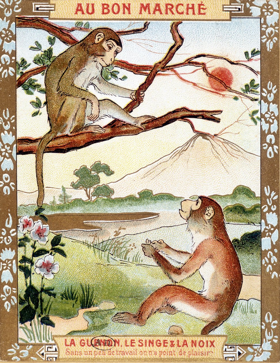 Aben og nødden (Fabel af La Fontaine) - Bon Marché-reklamevignet af French School