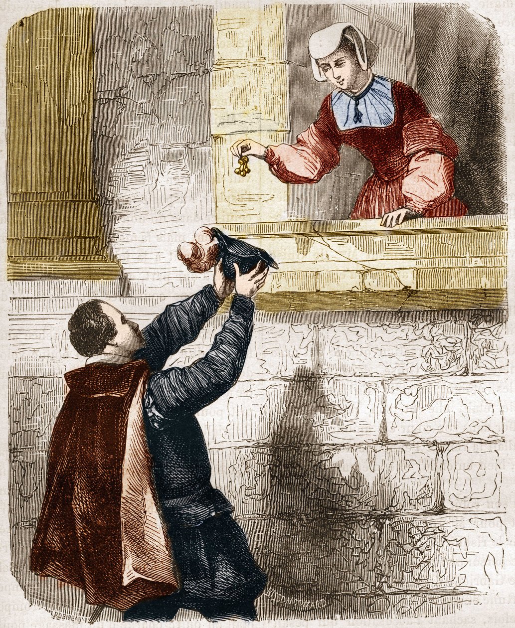 Kong Henrik IIs (1519-1559) og Diane de Poitiers (1499-1566) mystiske kærligheder. Indstik i "Prostitutionens og udskejelsens historie blandt alle verdens folkeslag fra oldtiden til i dag" af Dr. Th. -F. Debray. 1879. af French School