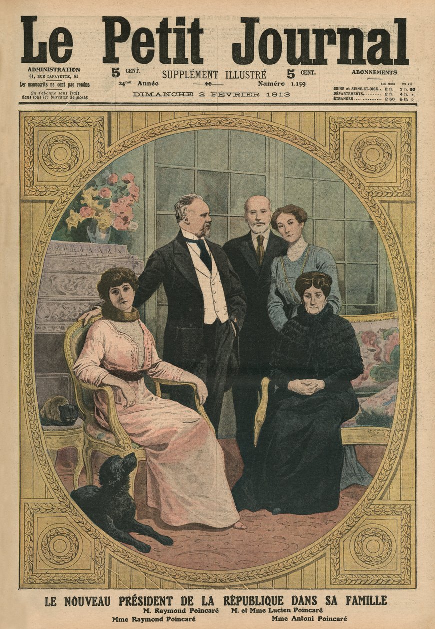 Den nye præsident for den franske republik, Raymond Poincare, med sin familie, forsideillustration fra 