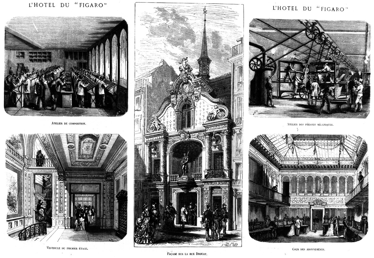 Figaros kontorer, 26 rue Drouot, Paris, 1874 af French School