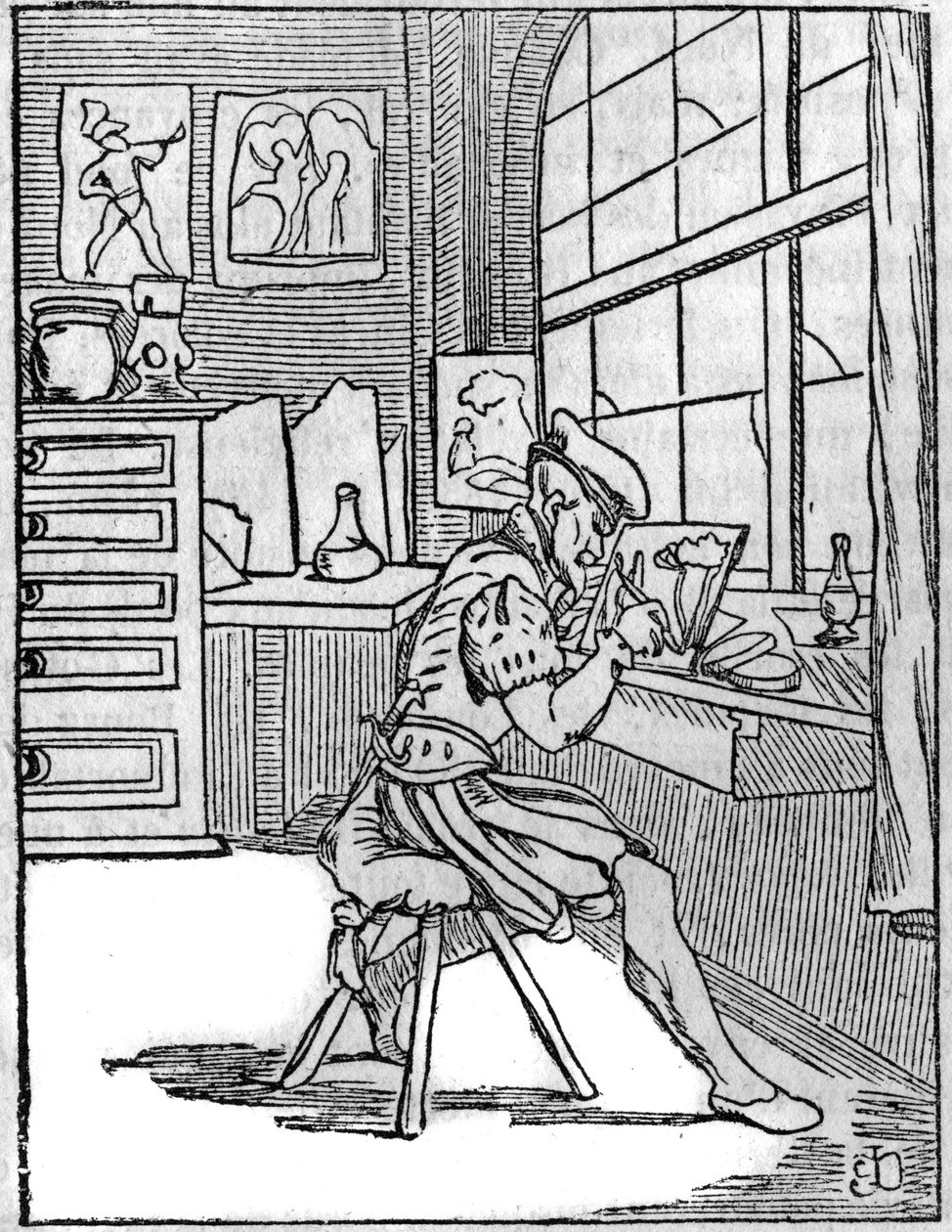 Maleren på glas (Vitripictor) i det 16. århundrede. af French School
