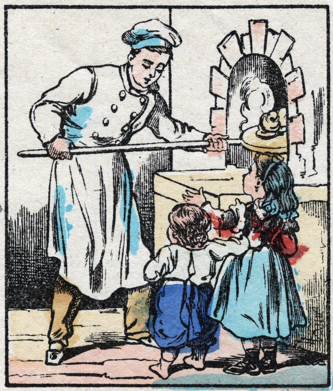 Konditoren. Indgravering i "" La chanson des metier"". Epinal billeddannelse, slutningen af det 19. århundrede. Privat samling af French School