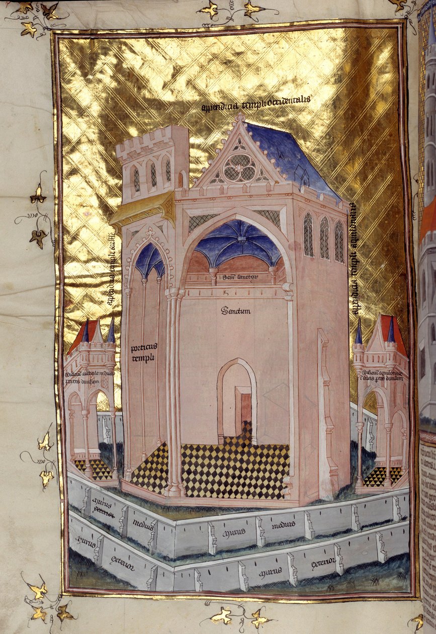 Søjlegangen til helgenernes helgen i Salomons tempel i Jerusalem Miniature fra "Comments of the Bible" af Nicholas of the Lyra (13. årh.) af French School