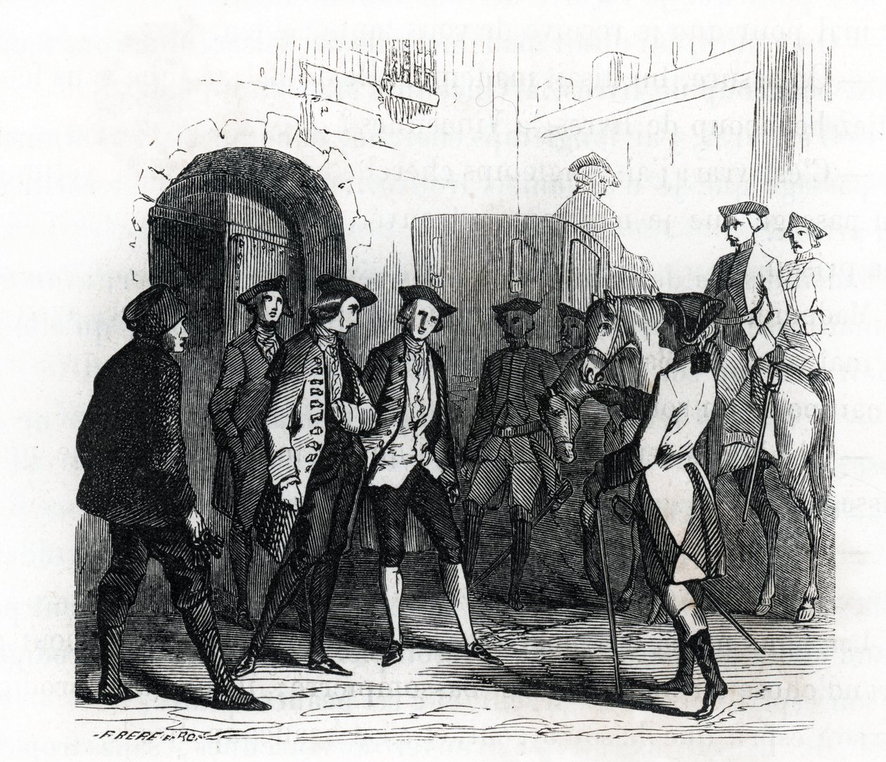 Fangerne i Vincennes blev overført til fængslet i Bastillen i 1784 - (gravering) 1846 af French School
