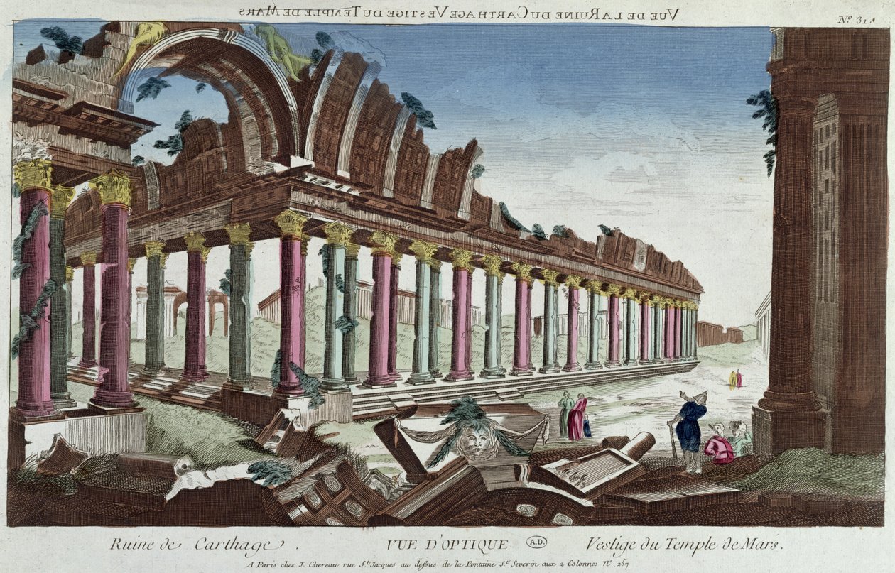 Resterne af Mars-templet blandt ruinerne af Karthago af French School